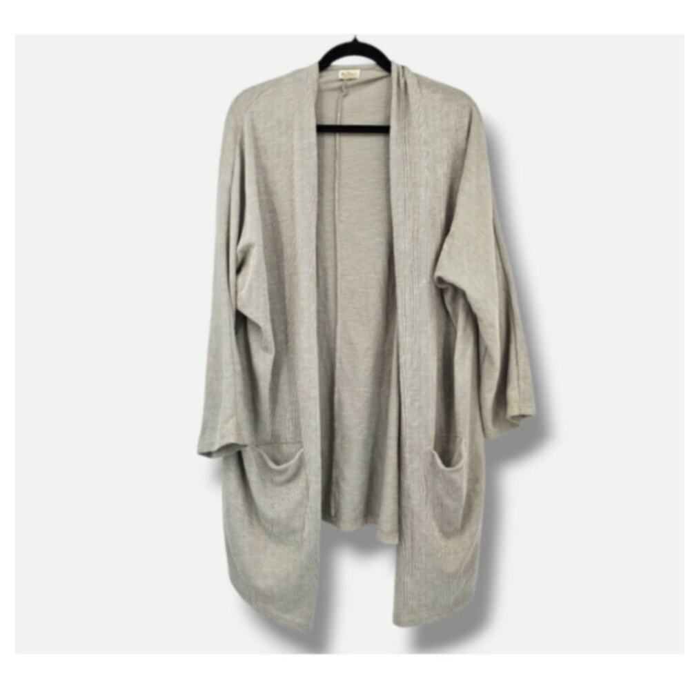 DONNI. Anthropologie Open Front Striped Knit Cardigan Pockets OSFA